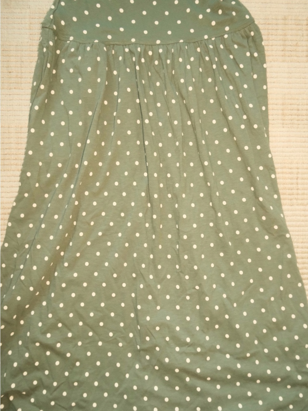 American Eagle Outfitters Strapless Forest Green Polka Dot Midi Dress - Picture 7 of 10